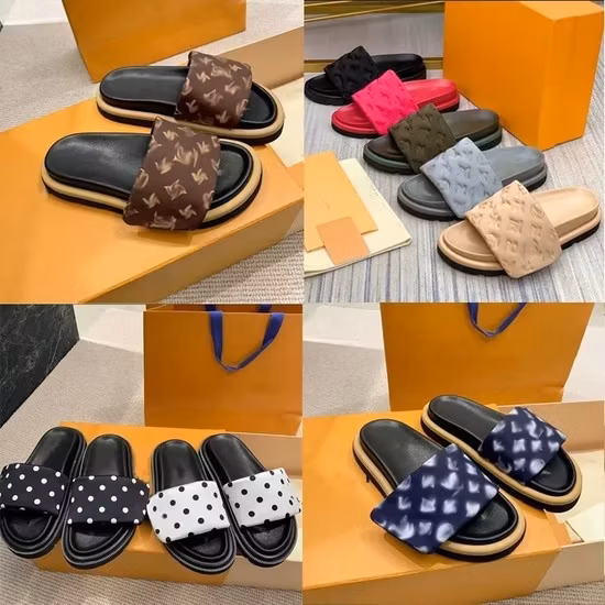 2023 Mode Strand Hausschuhe Klassische Flache Ferse Sommer Designer Mode Flops Leder Dame Slides Slipper Frauen Schuhe Hotel Bad Damen große Größe Sexy Sandalen
