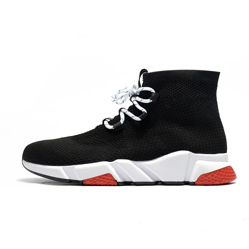 Designer Triple Black and White Casual Socks Shoes Men Knitted Ankle Boots